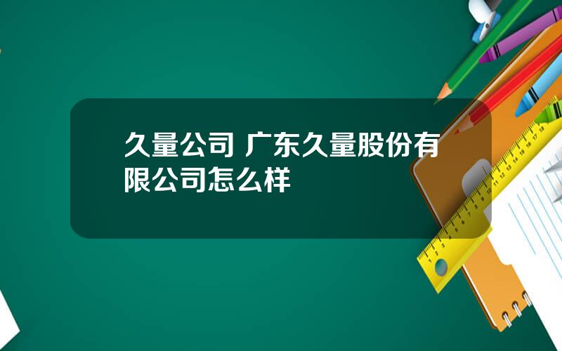 久量公司 广东久量股份有限公司怎么样